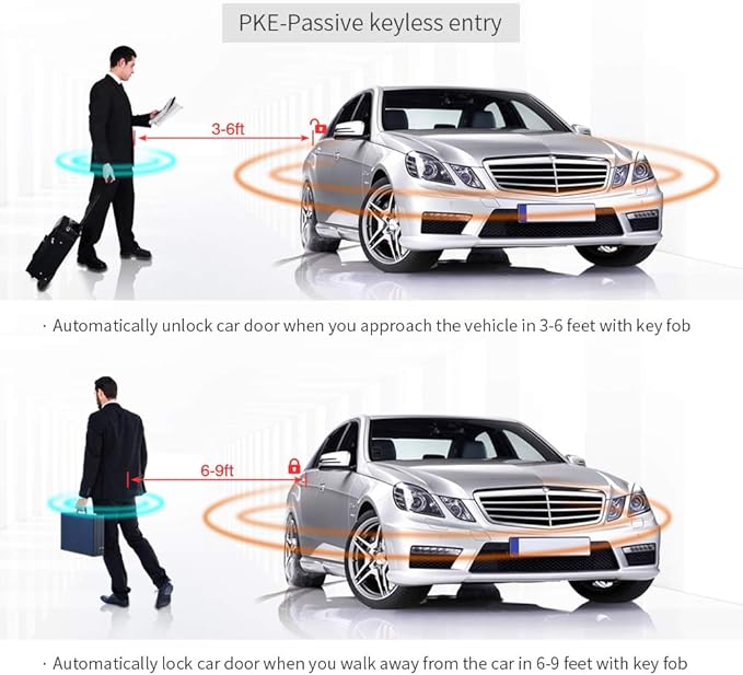 EASYGUARD EC002-FO2 Smart Key PKE car Alarm System, Passive Entry, Push Start Button, auto Play, keyless Start dc12v