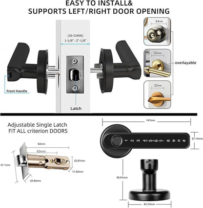 Fingerprint Smart Door Lock with Keypad Handle for Home, Apartment, Office, Front Door, Bedroom, Keyless Entry Door Lock