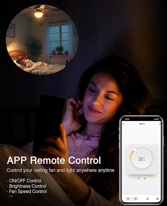 GHome Smart Dimmer Switch with 4-Speed Ceiling Fan Control, Ceiling Fan and Light Switch Combo with Dimmer Compatible with Alexa and Google Assistant, 2.4Ghz Only, Single-Pole, UL Certified