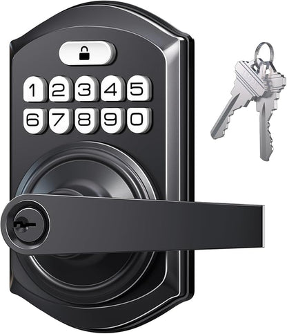 TEEHO TE004 Keyless Entry Door Lock Handle with Keypad, Matte Black