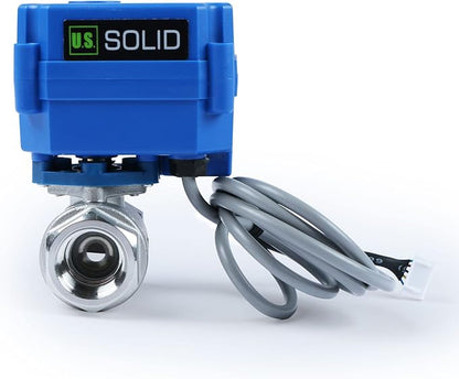 U.S. Solid Water Leak Detector with Auto Shut-Off Valve & Sound Alarm, 1/2" NSF Certified 304SS Motorized Ball Valve with 3 Sensors, Smart Sensor System for Water Heaters, Laundry & Flood Prevention