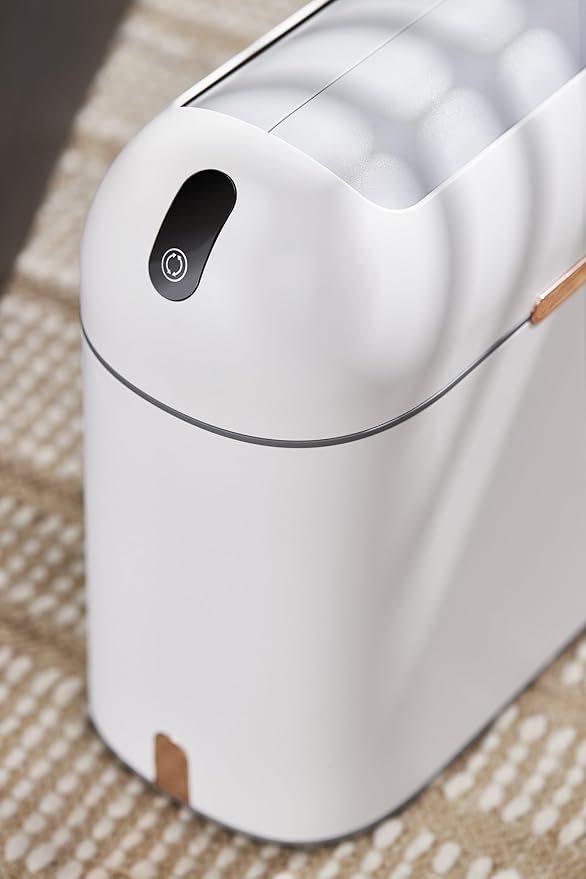 ELPHECO Bathroom Trash Can with lid 2.5 Gallon, Motion Sensor, White Golden