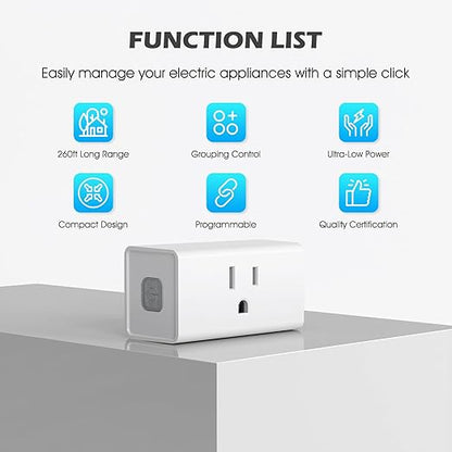 SURNICE Mini Remote Control Outlet Plug, 15A Wireless Light Switch Plug for Household Appliances, Up to 260 FT Long Range, 5 Outlets + 2 Remotes