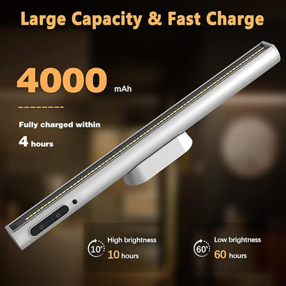Rechargeable Magnetic LED Light Bar, 4000mAh Wireless Closet Light