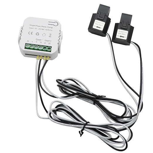 AC110V 220V 80A Tuya App Smart Two-Way Bilateral WiFi Energy Meter with 2PCS 80A CT Current Transformers Clamps Sensors KWh Power Eenrgy Electricity Consumption Monitor Meter Voltmeter Ammeter