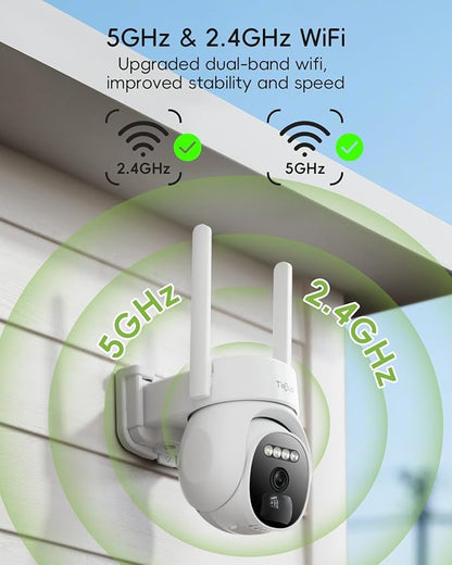 2.4G/5G Security Cameras Wireless Outdoor, 2K Solar Camera for Home Security, Battery Powered, 360° PTZ/Color Night Vision/2Way Talk/Compatible with Alexa/IP66 Waterproof(4 Pack)