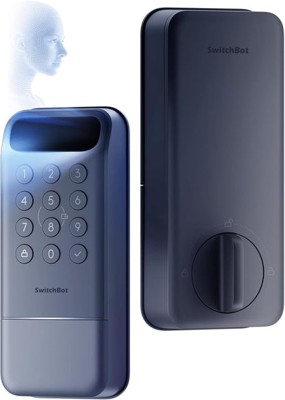 SwitchBot Lock Vision, 3D Face Recognition Smart Lock, Hands-Free Keyless Entry Deadbolt, DualPower 12-Month Battery, WiFi No Hub Required, Matter Over WiFi, Works with Apple Home, Alexa, Google