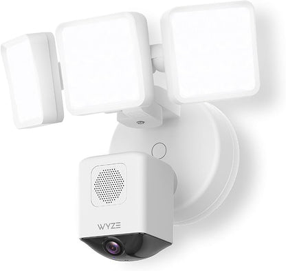WYZE Floodlight Camera Pro, PCMag Editors' Choice 3000-Lumen LEDs, 2.5K HD Outdoor Security Camera, 180° Wide View, Motion Detection, Color Night Vision, Works with Alexa & Google-White