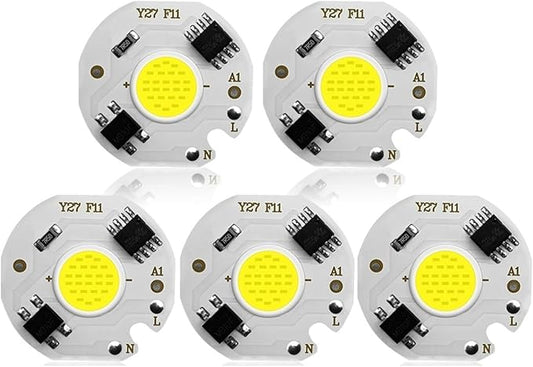 5pcs Chip COB LED Lamp Real Power 3W 5W 7W 10W 12W Y27 LED Lamp Bulb 220V IP65 Input Smart IC for DIY LED Flood Light Spotlight(Warm White,Y27_5W)