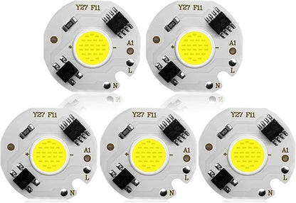 5pcs Chip COB LED Lamp Real Power 3W 5W 7W 10W 12W Y27 LED Lamp Bulb 220V IP65 Input Smart IC for DIY LED Flood Light Spotlight(White,Y27_3W)