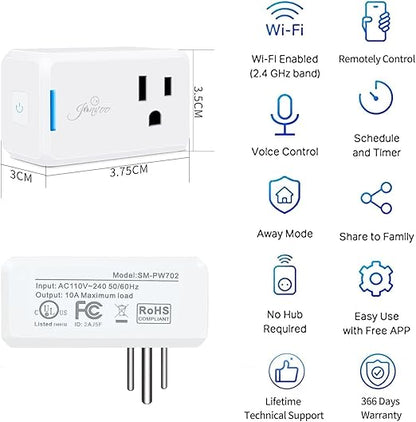 WiFi Smart Plug cETL Listed FCC Certified, Wi-Fi Outlet Compatible with Alexa, Echo and Google Home &IFTTT, No Hub Required, Remote Control,