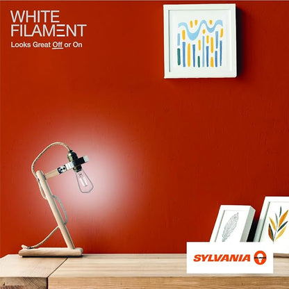 Sylvania ST15 Clear LED White Filament Bulb, 5.5W, Dimmable, 500 LMS, Medium Base, 5000K, Daylight - 2 Pack (42267)