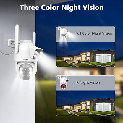 OOSSXX 2.7K 5MP PTZ Security Camera Outdoor Wireless with Dual Lens, 2-Way Audio, 5G/2.4Ghz WiFi 6, Outside Cameras for Home Security Surveillance System Indoor, Color Night Vision