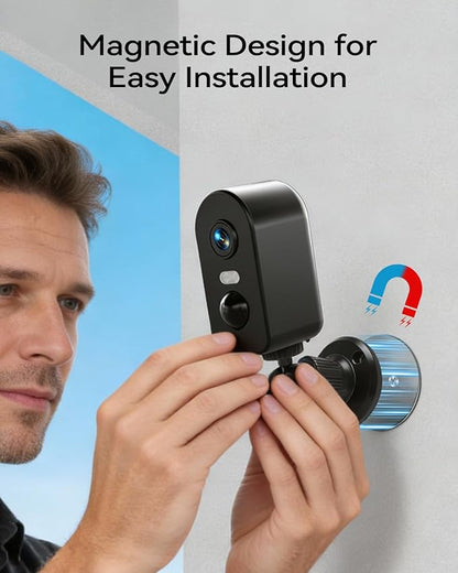 KKB 4G LTE Cellular Security Cameras Wireless Outdoor, Magnetic Mount, 2K No WiFi Security Camera Indoor Battery Powered Built-in SIM, Off-Grid Camera Without Internet, Night Vision, AI Detection