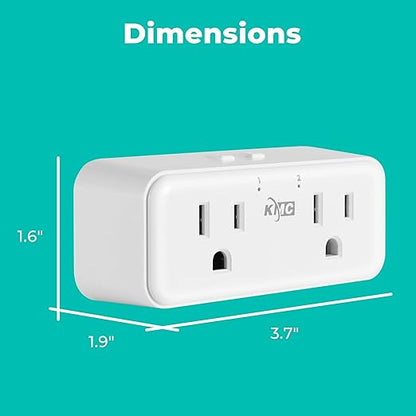 KMC Smart Plug Duo 4-Pack, 2-Outlet Wall Plug Extender, Smart Outlet Splitter for Smart Home, Compatible with Google & Alexa, No Hub Required, WiFi Outlet, White