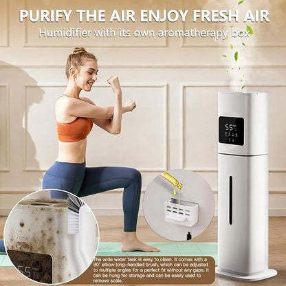 Smart White Humidifier, 2.1Gal/8L Large Capacity Cool Mist Humidifier with 3 Mist Levels, Auto Humidity Control, Timer & Auto Shut-Off, LED Panel & Remote, 360° Nozzle for Nursery, Office, Plants