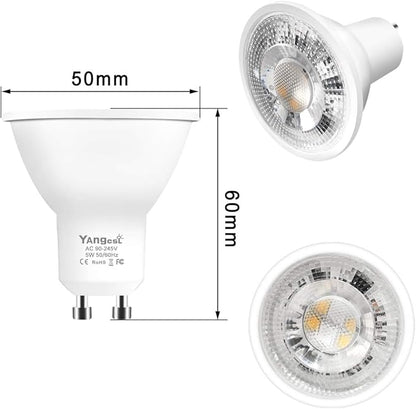 Yangcsl GU10 LED Bulbs 40W Equivalent 400LM, Color Changing Spot Light Bulb with Remote, RGB + Warm White, 45° Beam Angle and Memory, Mood Ambiance Lighting (6 Pack)