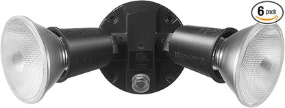 GLOBE Electric 240 W Twin Head Black Hardwired Automatic Dusk to Dawn Security Flood Light, Spotlight, Outdoor, Outside House Lights, 17000083 (Pack of 6)