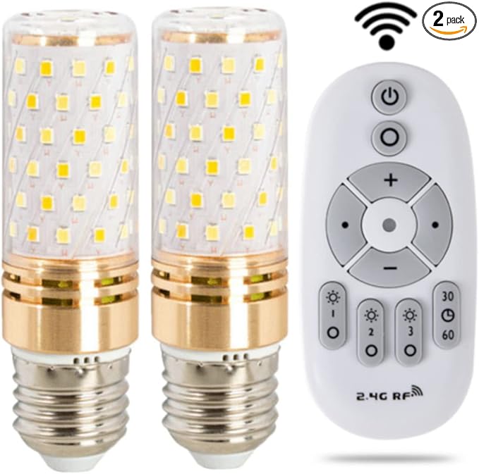 9W E27 Smart LED Corn Light Bulbs with 2.4GHz Wireless 3-Zone Remote Control - Dimmable Color Temperature (Warm White to White) and Brightness,Pack of 2 (2 Bulb+1 Remote)