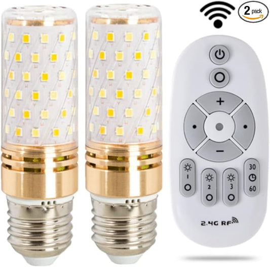 9W E27 Smart LED Corn Light Bulbs with 2.4GHz Wireless 3-Zone Remote Control - Dimmable Color Temperature (Warm White to White) and Brightness,Pack of 2 (2 Bulb+1 Remote)