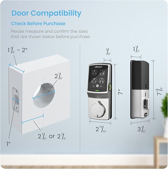 Lockly Secure Plus Bluetooth Smart Door Lock, Keyless Entry with PIN Genie® Digital Keypad, 3D Biometric Fingerprint Sensor Front Door Lock Deadbolt, Voice Control & Auto Lock - Deadbolt Edition