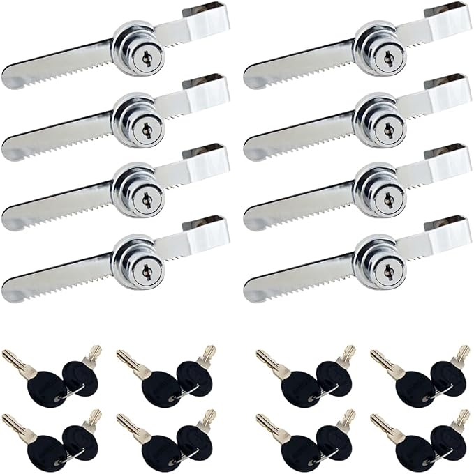 WOOCH Sliding Glass Door Ratchet Lock with Chrome Finish, Keyed Alike Showcase Display - 8 Pack