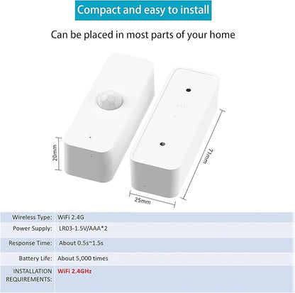 WiFi PIR Motion Sensor, Wireless Motion Detector, Alexa Motion Sensor Alert, Smart Home Presence Sensor Compatible with Alexa, Echo Devices (1 Pack)