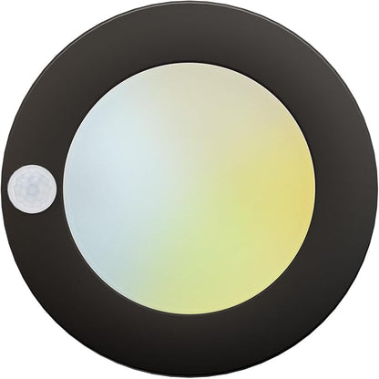 4 Inch Field Selectable 5CCT LED Motion Sensor Ceiling Light, 120V Wired Closet Light, 10 Watts, 600Lm, CRI80+, Non-dimmable, ETL Certified, Wet Location, Round/Black, 1 Pack