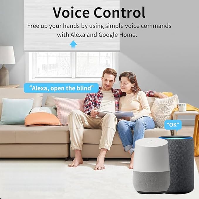 Tuya WiFi Φ35mm Smart Roller Shade Motor Kit Compatible with Alexa & Google Assistant, 38dB Quiet Brushless Drive, Motorized Blind Automation (6.0 N.m Motor Suitable for Φ50mm (2") Round Tube)