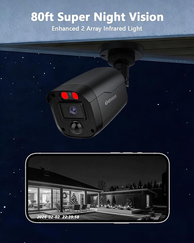 3K 5MP Wired CCTV Security Camera System with 122° Ultra Wide Angle, 8CH HD DVR Kit, 8X IP66 Indoor Outdoor Cameras, 65ft IR Night Vision, Free App, No Subscription Fee, Remote Access