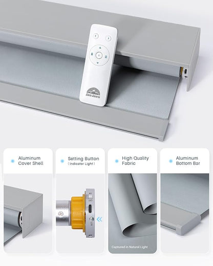 Smart Roller Shades for Windows, Alexa Blackout Motorized Blinds with Remote Control, Easy Install Automatic Electric Blinds for Indoor (22" W x 72" H, Gray)