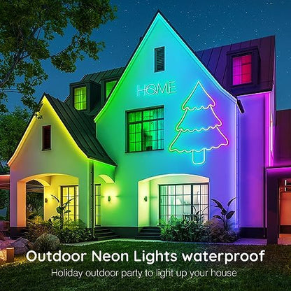 AILBTON 20Ft LED neon Lights with Remote APP Control IP65 Waterproof Flexible Neon Strip Lights 24V RGB Rope Lights for Bedroom Room Outdoors Décor