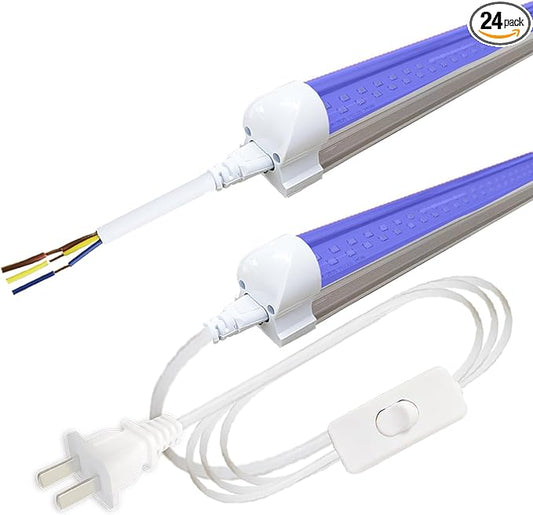 Linkable 4Ft Black Light Bulb 24Pack, LED 40W Integrated T8 Blacklight Bar Fixture, UVA 395NM 400NM for Fluorescent Tapestry Poster Body Paint Glow Party