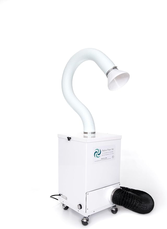 Extract-All Salon Pure Air 3 Ventilation System 350 CFM – Source Capture Exhaust for Nail Salon, Tattoo, Spa & Esthetician Workstations (SPA3, White)