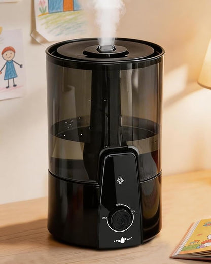 Humidifiers for Bedroom,1.06Gal(4L) Dishwasher Safe Design Easy to Clean, 3-in-1 Humidifier & Aroma Diffuser & Night Light,Top Fill,360° Ultra-Fine Spray,Auto Shut-Off,Home,Baby Nursery,Black