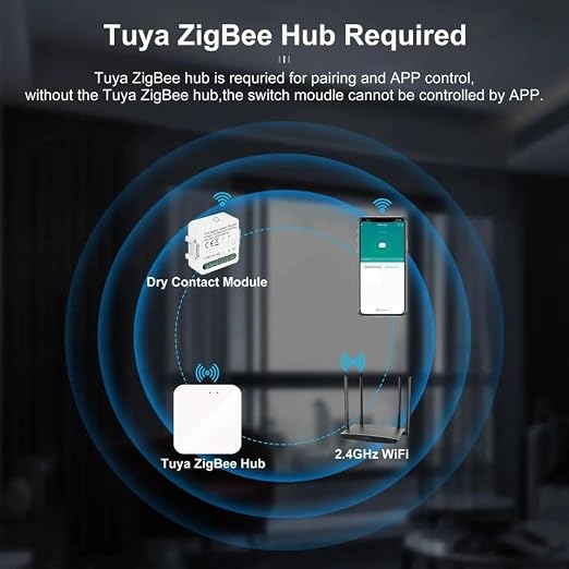 1 Channel DC 12V 24V AC 100/240V Tuya Smart Life App Dry Contact Zigbee Smart Relay Switch Module, Compatible with Alexa Google Home, Versatile Switch Works with Hubitat