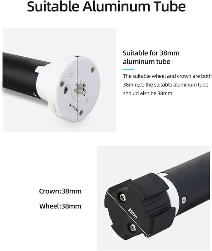Fafeicy Electric Roller Blind Motor Rechargeable Tubular Motor for 38mm 40mm Tube Smart Home Automation for Homeowners DIY Curtain Upgrades