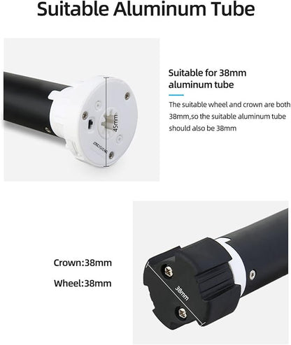 Fafeicy Electric Roller Blind Motor Rechargeable Tubular Motor for 38mm 40mm Tube Smart Home Automation for Homeowners DIY Curtain Upgrades