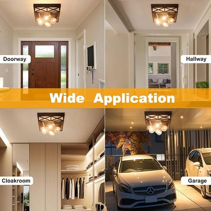 Farmhouse Square Adjustable Motion Sensor Flush Mount Ceiling Lights,12IN