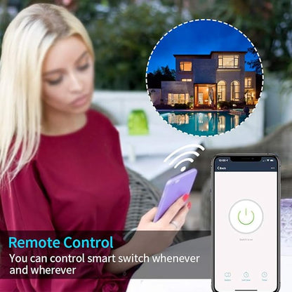 Smart Light Switch, Compatible with Alexa, Google Home IFTTT, App and Voice Control, Timing Function, No Hub Required, Suitable for 2/3/4 Box, Neutral Wire Needs MICMI, 2 Gang 2 Pack