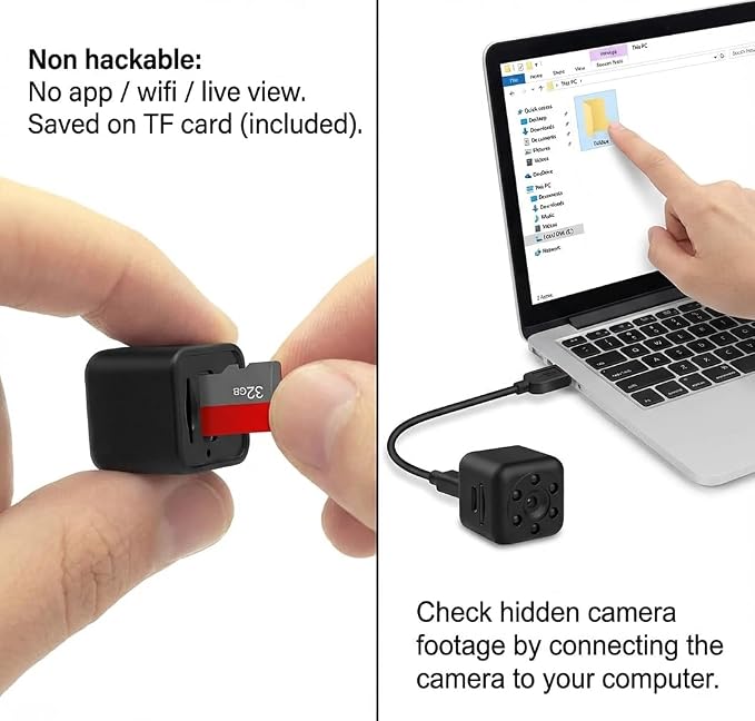 KUUS. 0.9 inch Hidden Camera, Micro Spy Camera, Small Camera, Hidden Cameras for Home. Miniature Train spy cam. Night Vision Motion Detection | Includes 32GB TF Card! | NO APP! No Wi-Fi C1PRO