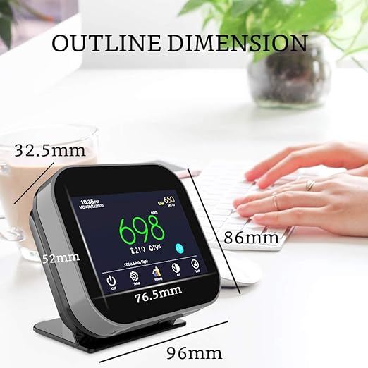 GZAIR CO2 Air Quality Monitor with Data Logger, Dual-Channel NDIR Sensor, Tabletop CO2 Meter with Data Export, Temperature and Humidity, 0–5000 ppm Range, Touch Screen Display