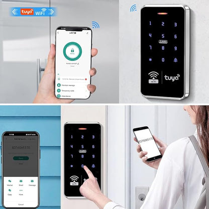 Waterproof Access Control Keypad Home Security System Tuya Smart Remote Unlock Including 10Pcs Key Rings (Silver)