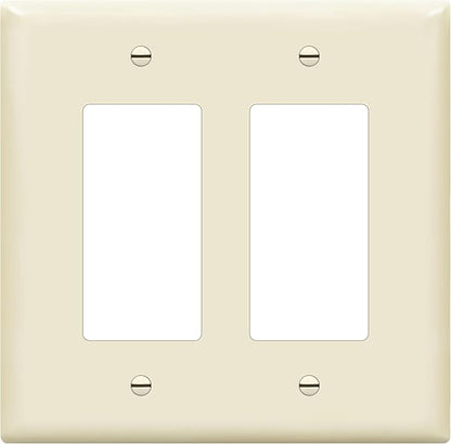 ENERLITES Decorator Light Switch or Receptacle Outlet Wall Plate, Gloss Finish, Midway Size 2-Gang 4.88" x 4.92", Unbreakable Polycarbonate Thermoplastic, UL Listed, 8832M-LA, Light Almond