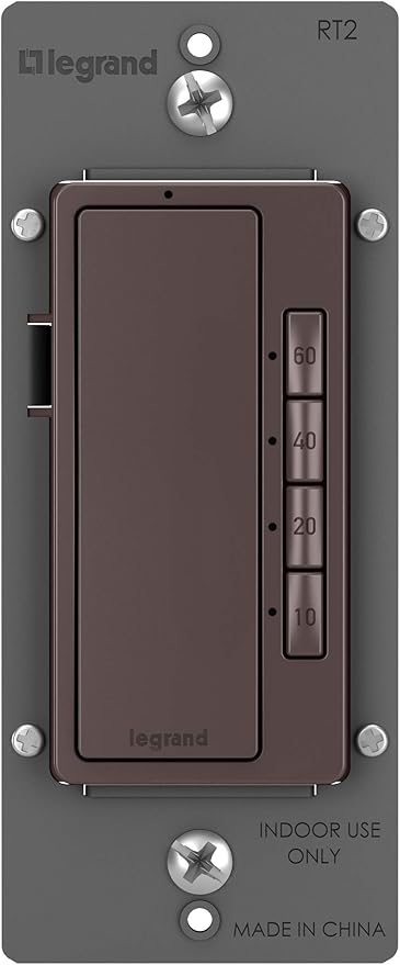 Legrand Radiant Digital Countdown Timer Switch for Lights, Auto-Off Timer Light Switch with Locator & Time Indicator, 60/40/20/10 Minute Settings, RT2DBCCV4, Dark Bronze, 1 Count