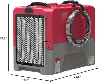 ALORAIR LGR Commercial Dehumidifier with Pump Drain Hose, 180 Pint Large Capacity Crawl Space Dehumidifier for Water Damage Restoration, Basements Warehouse & Job Sites, 5 Years Limited Warranty, Red