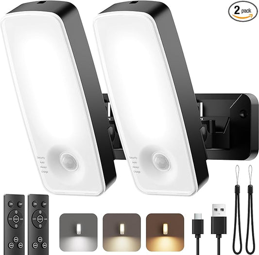 TANBABY 12000mAh Wireless Motion Sensor Outdoor Lights, Rechargeable Battery Operated Flood Lights with Remote, 3 Modes, 3CCT, Waterproof Outdoor Security Wall Lights for Outside, Garage, Porch -1PACK