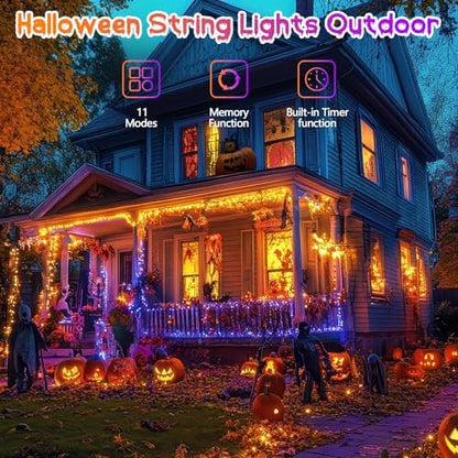 200 LED Connectable String Lights with Remote, Halloween Lights Outdoor
