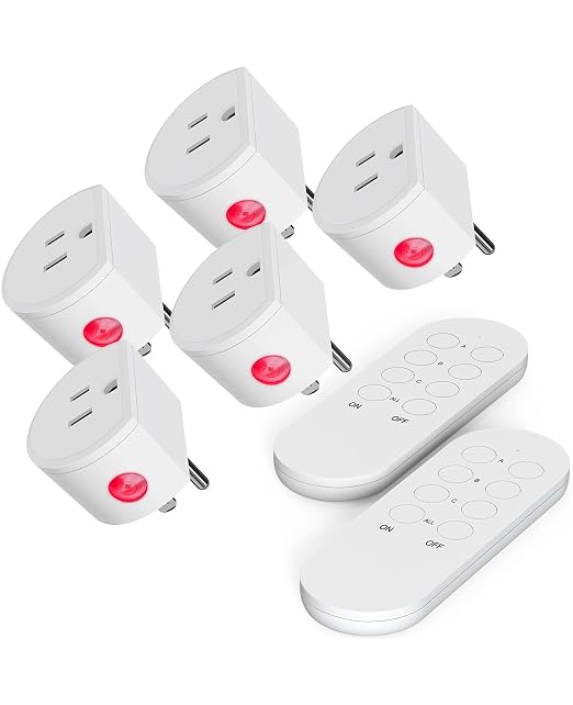 Mini Remote Control Outlet, 10A Wireless Light Switch Plug for Household Appliances, Up to 130 FT Long Range, FCC and ETL Listed