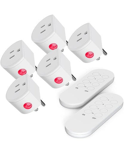 Mini Remote Control Outlet, 10A Wireless Light Switch Plug for Household Appliances, Up to 130 FT Long Range, FCC and ETL Listed